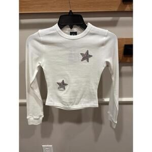 NEW LITTLE OLIN girls star top in white/ silver